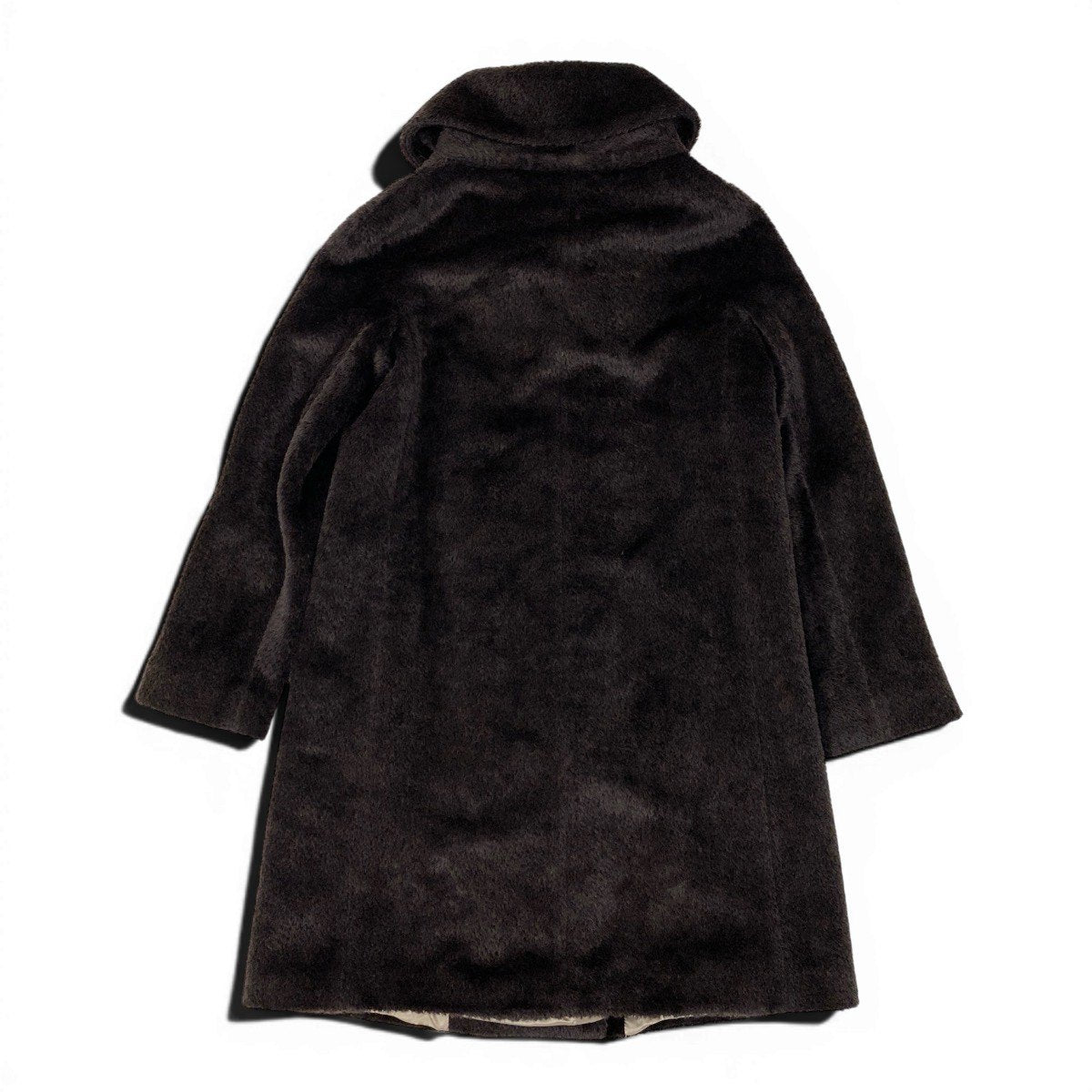 7g15【美品】 MaxMara マックスマーラ スタンドカラーコート ボリュームネック ダブルブレスト アルパカ混 サイズ40 ブラウン レディース 女性用u02t