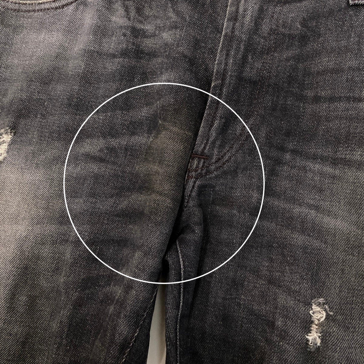 91h3 DOLCE＆GABBANA ドルチェアンドガッバーナ デニムパンツ 14stretch ジーンズ イタリア製 ダメージ加工 ロゴプレート コットンブレンド 50 ブラック メンズ 男性用o07t