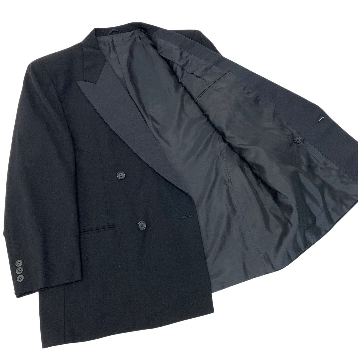91g27 GIORGIO ARMANI ジョルジオアルマーニ タキシード セットアップスーツ ダブルブレスト サイズ54 ブラック メンズ 紳士服o07t
