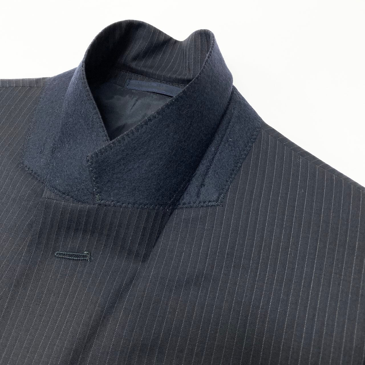 57d5 ARMANI COLLEZIONI アルマーニ コレツィオー二 シングルスーツセットアップ  テーラードジャケット スラックス ストライプ 52サイズ ブラック ウール100％ メンズ 男性用o07t
