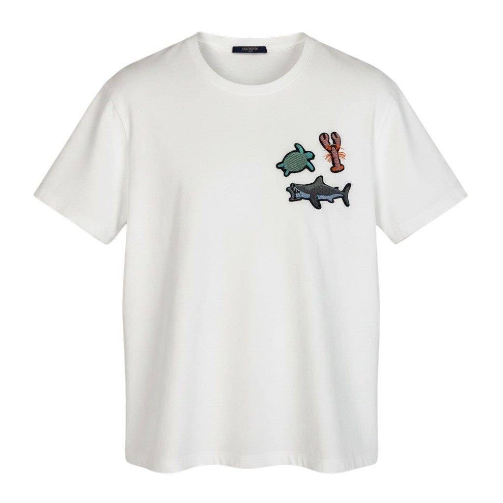 Me1 LOUIS VUITTON ルイヴィトン 21ss ビーズアニマルアンドモノグラム 半袖Tシャツ カットソー トップス RM211V DG1 HLY03W サイズXXL ホワイト コットン100％ メンズ 紳士服k02i