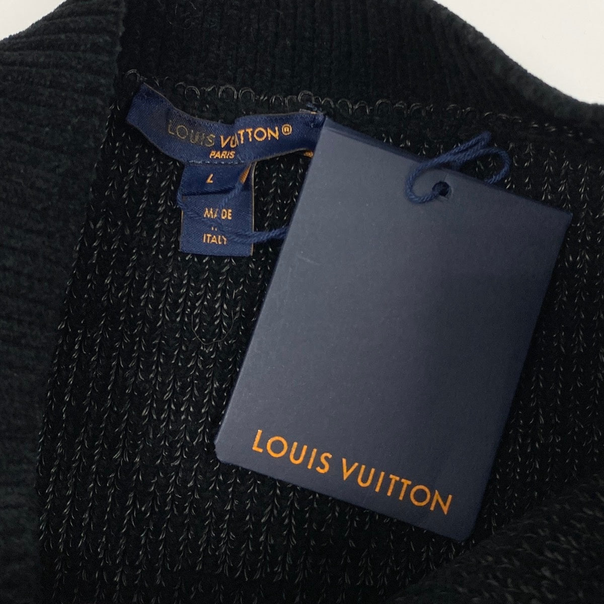 h28 《未使用品》 LOUIS VUITTON ルイヴィトン 2024年 LVレザーパッチ ニットスカート マーメイドスカート FRKZ97 L ブラック系 正規品u02t