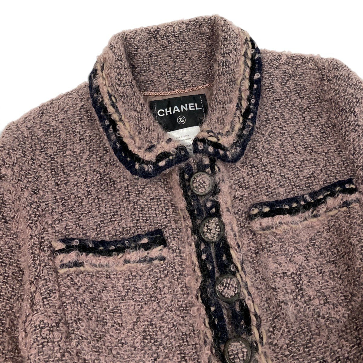 i22 CHANEL シャネル ショート丈 ツイードジャケット Cropped Tweed Jacket P49824 Size36 ピンクt18r