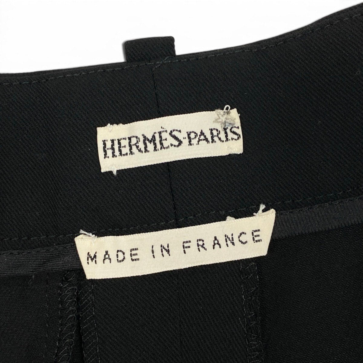 Ei4 【極美品】 HERMES エルメス マルジェラ期 Hボタン フルレングス 裾未処理 ワイドスラックス サイズ34 ブラック ウール シルク レディースk02i