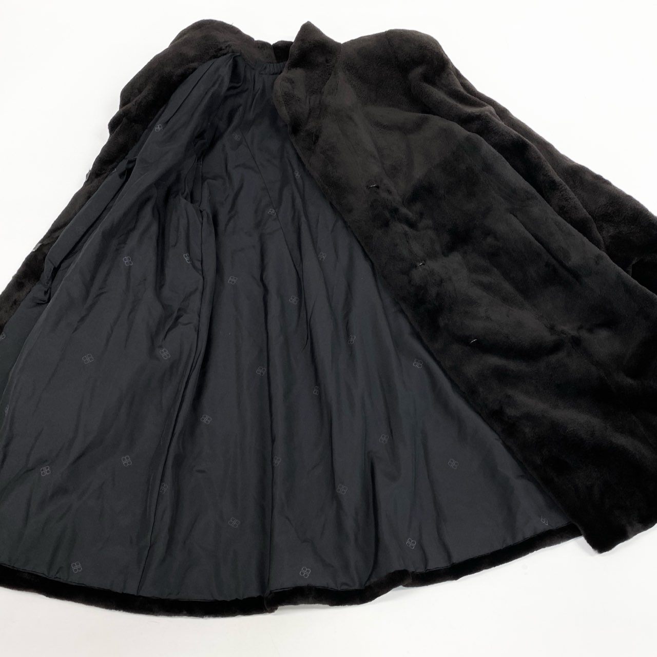 6L5 BALENCIAGA バレンシアガ シェアードミンク ロングコート サイズF ブラック 本毛皮 MINK FUR リアルファーt18r