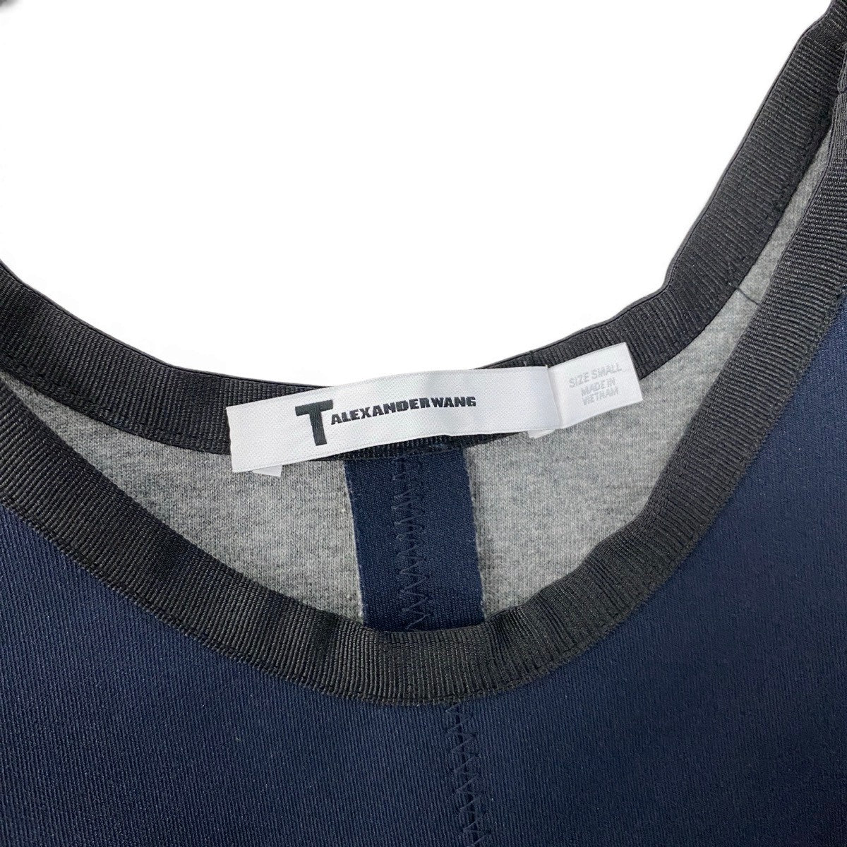 89g24 T by ALEXANDER WANG ティーバイアレキサンダーワン ノースリーブワンピース タックデザイン ストレッチ素材 膝丈 Sサイズ ネイビー レディース 女性用u02t