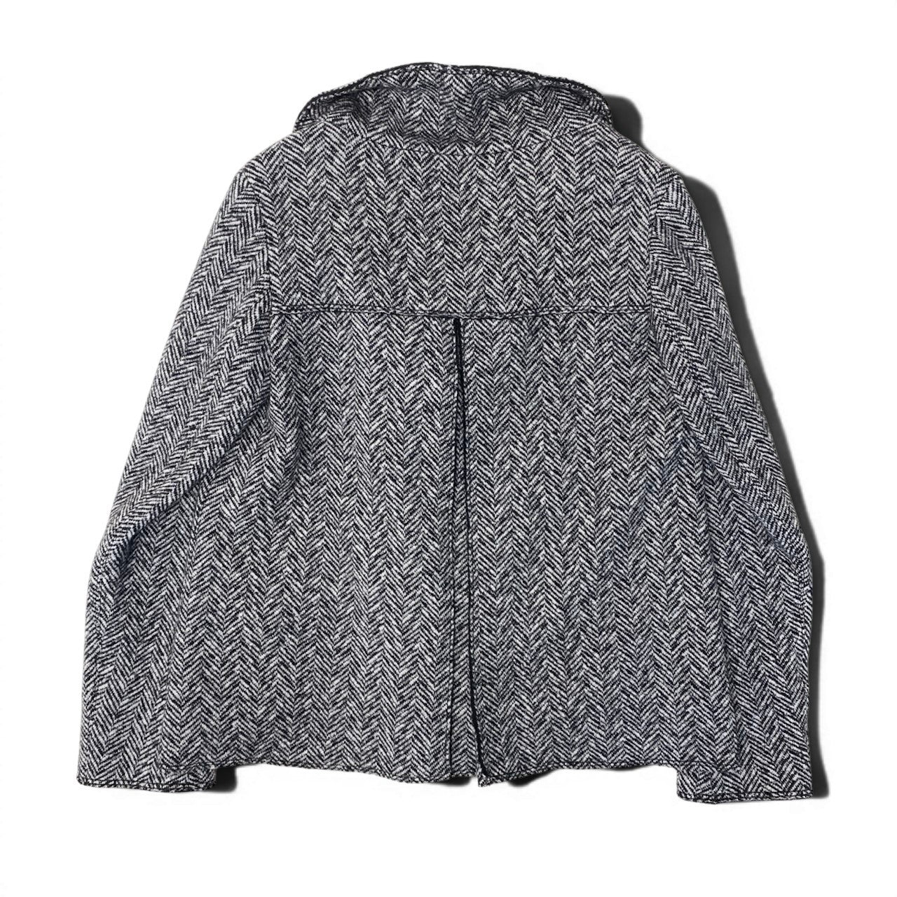 89g20 MaxMara WEEKEND LINE マックスマーラ ウィークエンドライン ヘリンボーン スタンドカラージャケット ショートコート サイズ38 ブラック ホワイト レディース女性用u02t