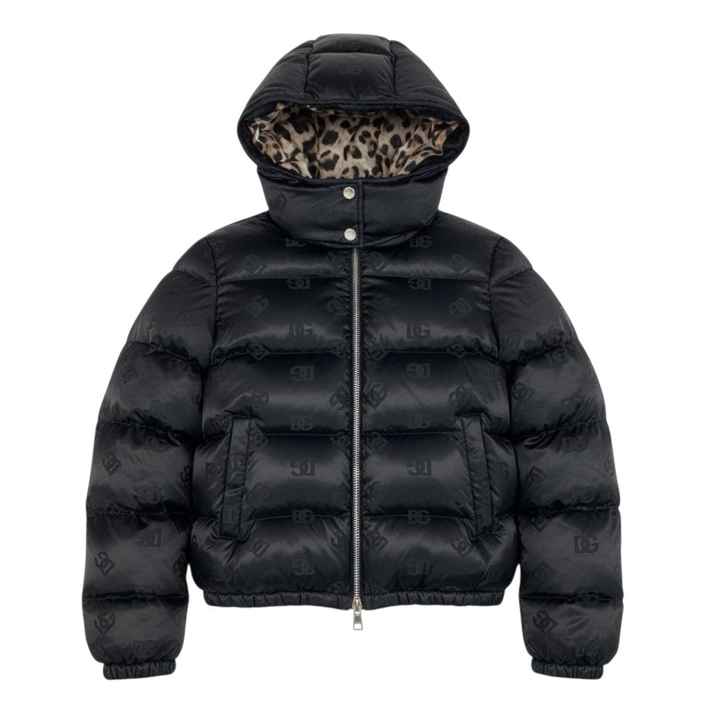 Ic10 《未使用品》定価44万 DOLCE&GABBANA ドルチェアンドガッバーナ 現行 DGロゴ パテッド サテンジャカード ダウンジャケット サイズ40 ブラック D&G タグ付t18r