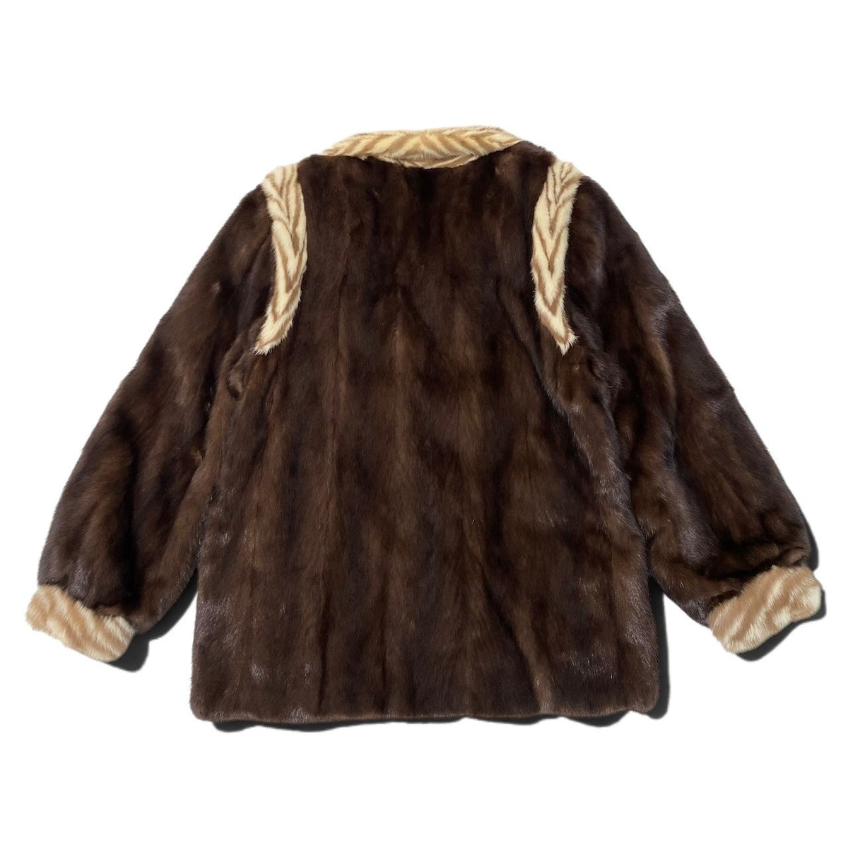 20i21 袖着脱可 希少デザイン ミンクファーコート サイズ11 茶系 本毛皮 Mink Fur Zebra Design Coat リアルファーt18r