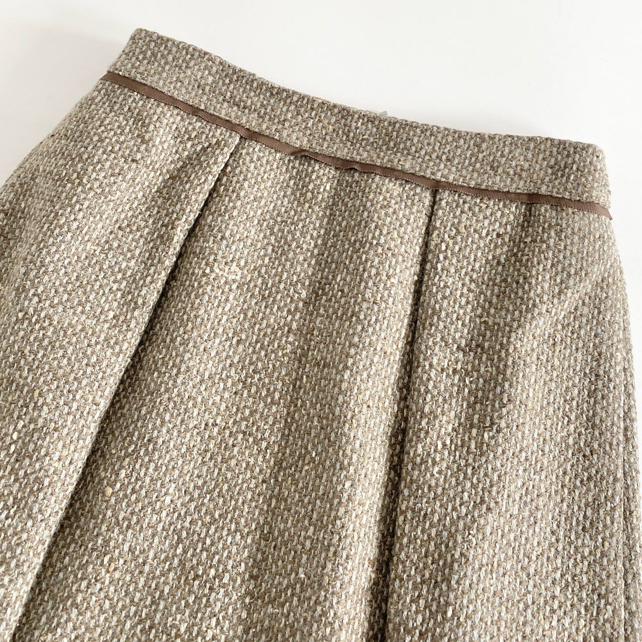 4j17 FOXEY フォクシー Skirt Tweed Trapeze ツイードスカート 38775 40 ブラウン カシミヤ混 日本製