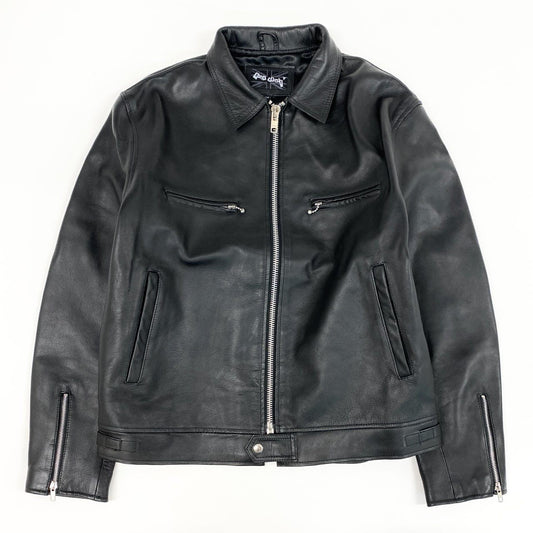 52d10 BLACK MARKET ブラックマーケット シングルライダースジャケット レザージャケット ブルゾン  44 ブラック カウレザー 牛革