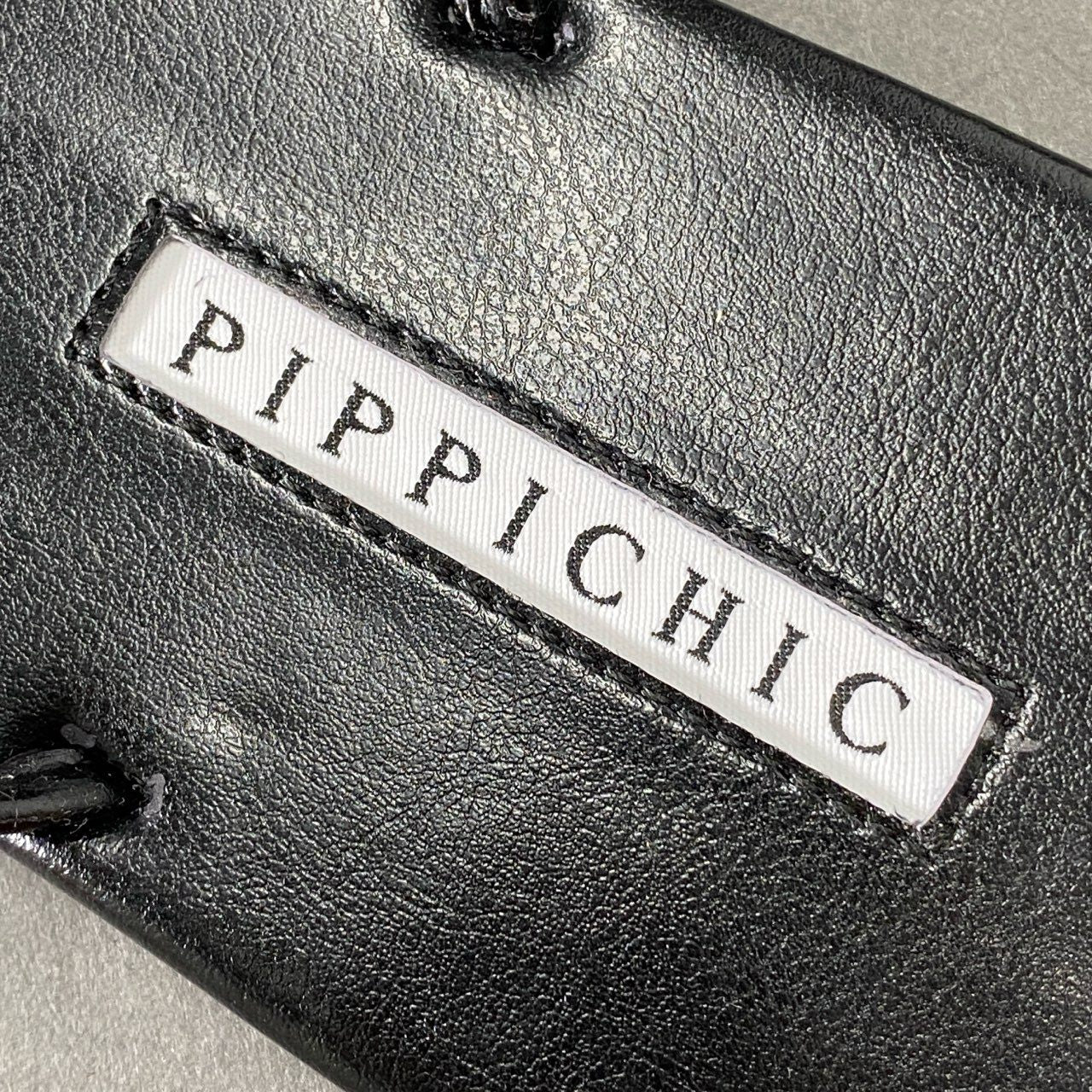 3f18 《美品》 PIPPICHIC ピッピシック チェーン レザーフラットサンダル M ブラック leather 日本製 シューズ