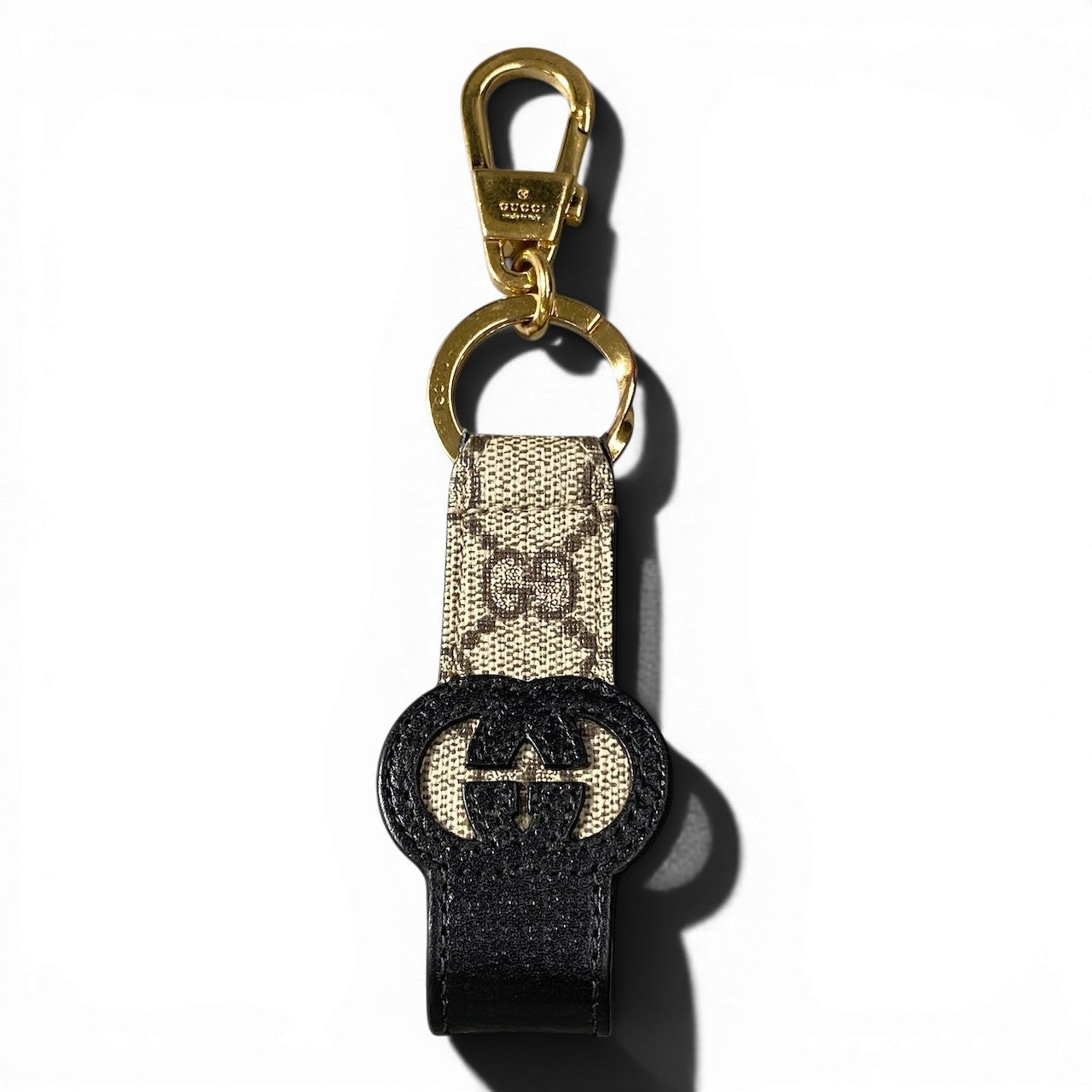 g9 GUCCI グッチ ロッキングG キーリング Interlocking G Key Ring 701432 ベージュ キーホルダーt18r