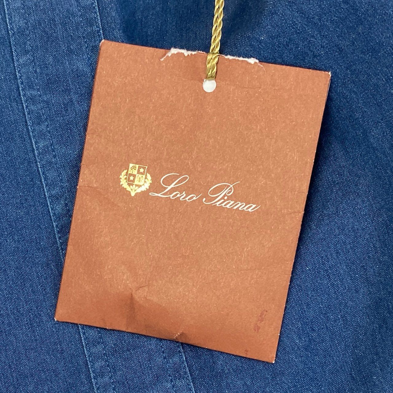 68j15 Loro Piana ロロピアーナ デニムシャツ 長袖シャツ トップス 胸ポケット 46サイズ インディゴ キッズ メンズu02t