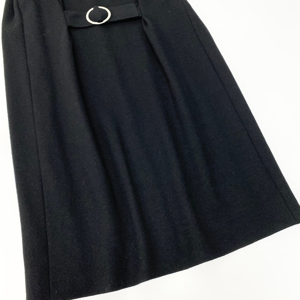 15c24 【新品保管品】EMILIO PUCCI エミリオプッチ ウールドレスワンピース 半袖ワンピース ウエストベルト イタリア製 46サイズ ブラック ウール100％ レディース 女性用u02t