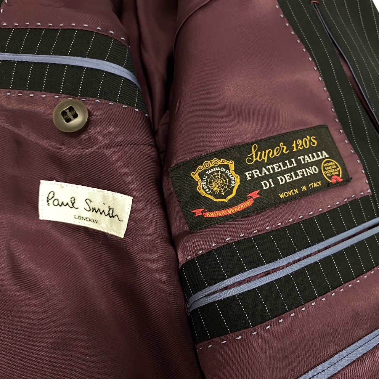 73f27 Paul Smith ポールスミス セットアップスーツ ストライプ ウール super 120's イタリア製 メンズ 男性用 FN-GS-23359 L ダークネイビー
