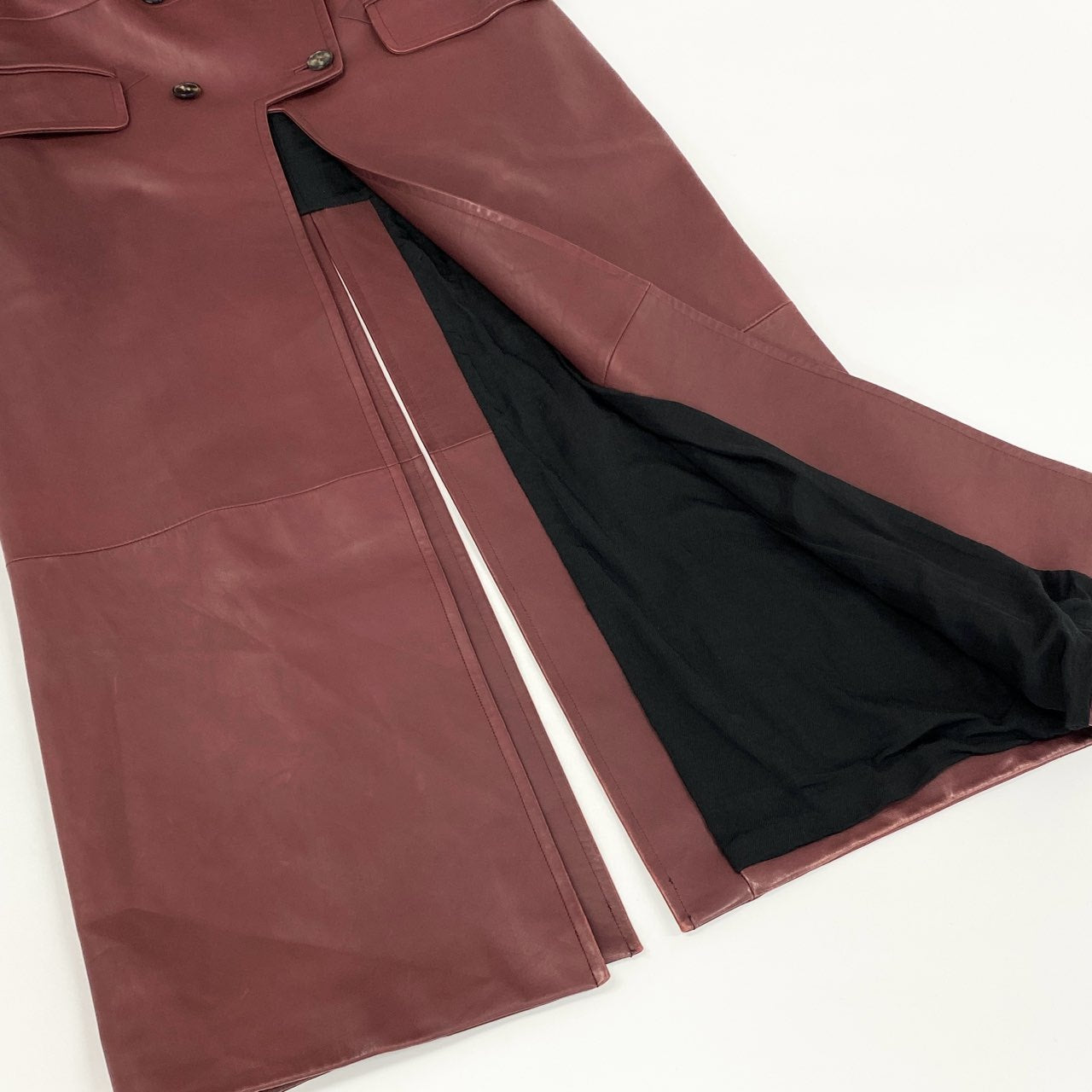 60f20 Jean Paul GAULTIER ジャンポールゴルチエ ラムレザー ロングコート 42 ボルドー シープスキン 羊革 アーカイブ レディース