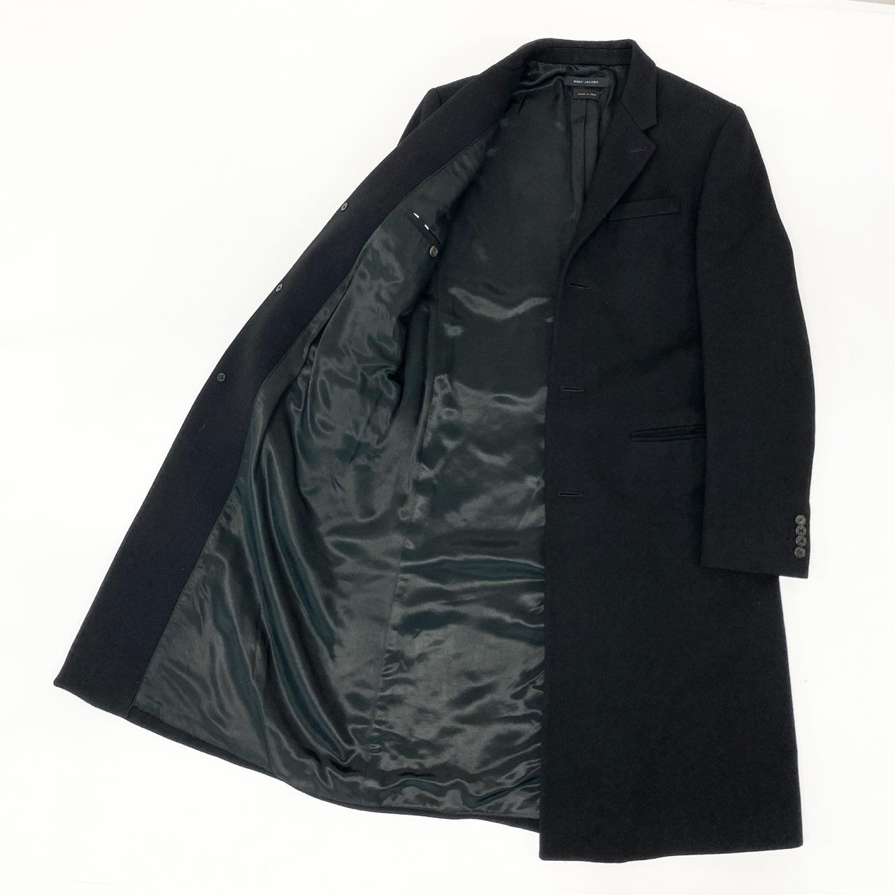 45j10 MARC JACOBS マークジェイコブス チェスターコート ロングコート ウールコート アウター 48サイズ ブラック メンズu02t