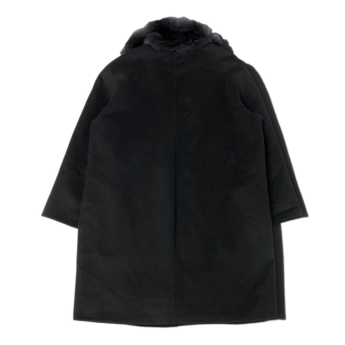 Ej22 【美品】 FENDI フェンディ アシンメトリー チェスターコート チンチラ×ミンクファー サイズ42 ブラック カシミヤ100 レディースo07t