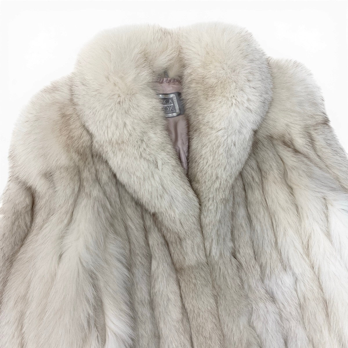 69g14 SAGA FOX サガフォックス 銀サガ ブルーフォックス ファーコート サイズ11 ホワイト 最高級本毛皮 Fox Fur Coatt18r