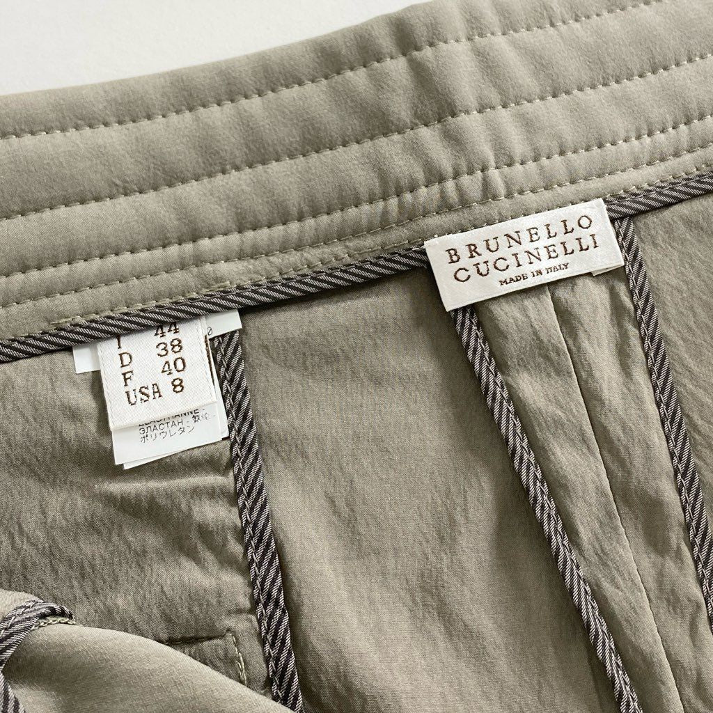 2d10-1 《美品》 BRUNELLO CUCINELLI ブルネロクチネリ シルク素材 イージーパンツ リラックスパンツ 44(XL相当) ベージュ系 レディース 婦人服