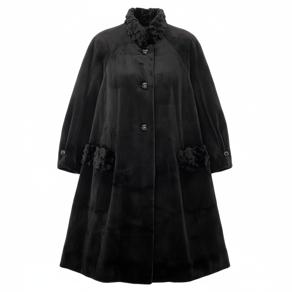 82a15 Nakamura Fur シェアードミンク ロングコート サイズ9～11 ブラック 本毛皮 Shared Mink Fur Coatt18r