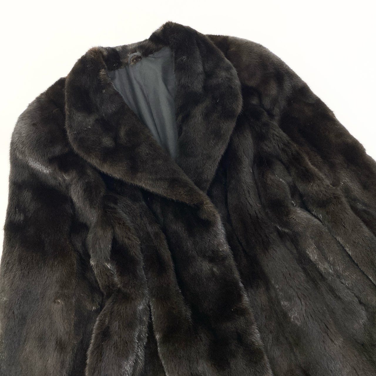 81a14 BLACKGLAMA ブラックグラマ デミバフミンク ミンクコート ロングコート 毛皮コート F ダークブラウン ミンクファー 身幅ゆったり 毛並み綺麗t18r