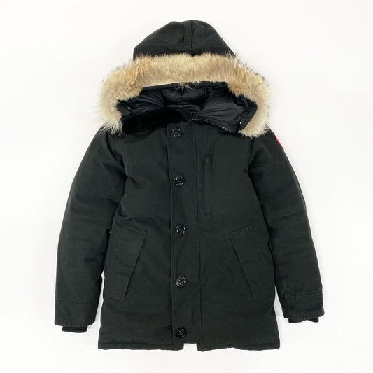 63j9 CANADA GOOSE カナダグース JASPER ジャスパー ダウンジャケット 3438JM XS ブラック コヨーテファー カナダ製 紳士服t18r
