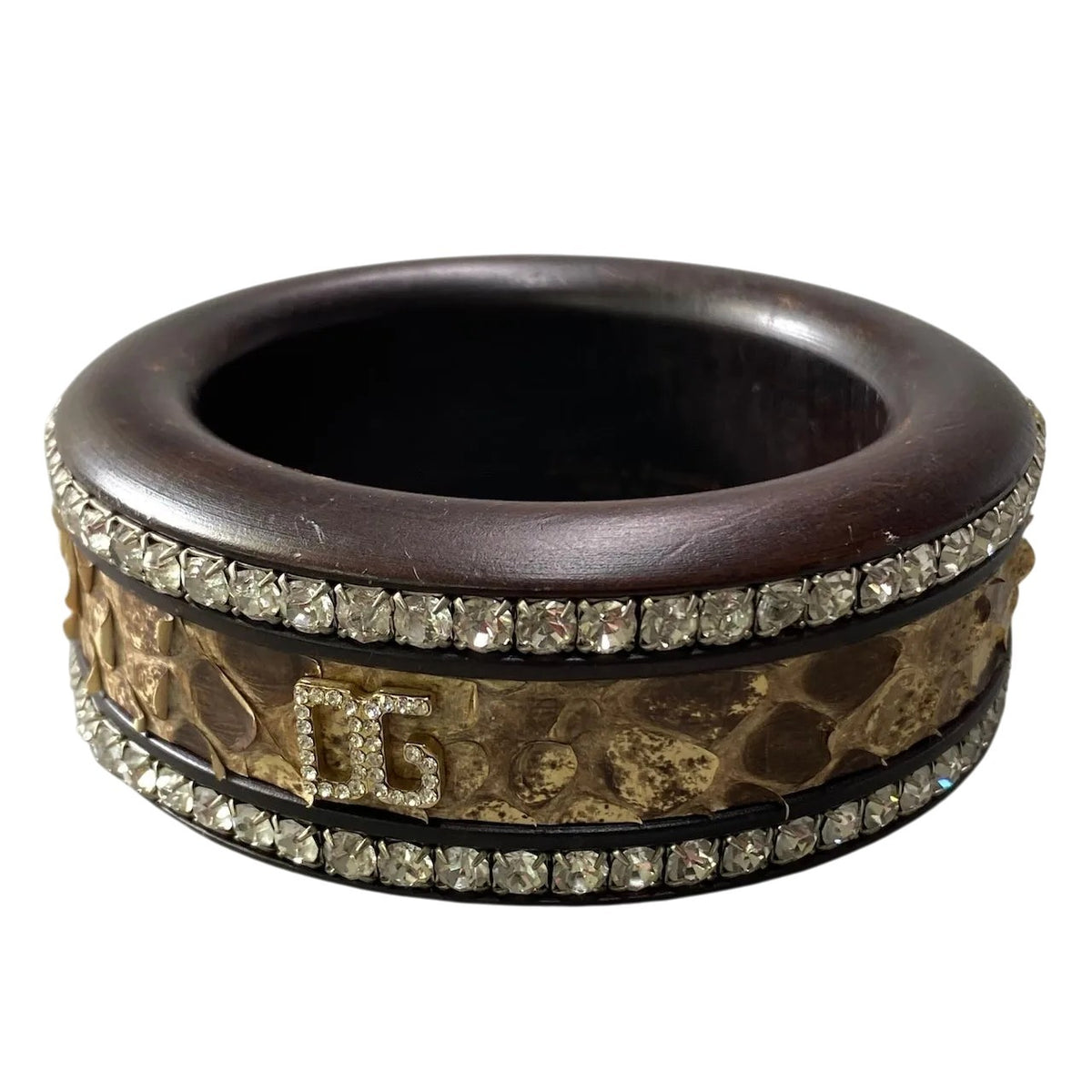 g18 DOLCE&GABBANA ドルチェアンドガッバーナ パイソン バングル DGロゴ ダークブラウン ベージュt18rt18r