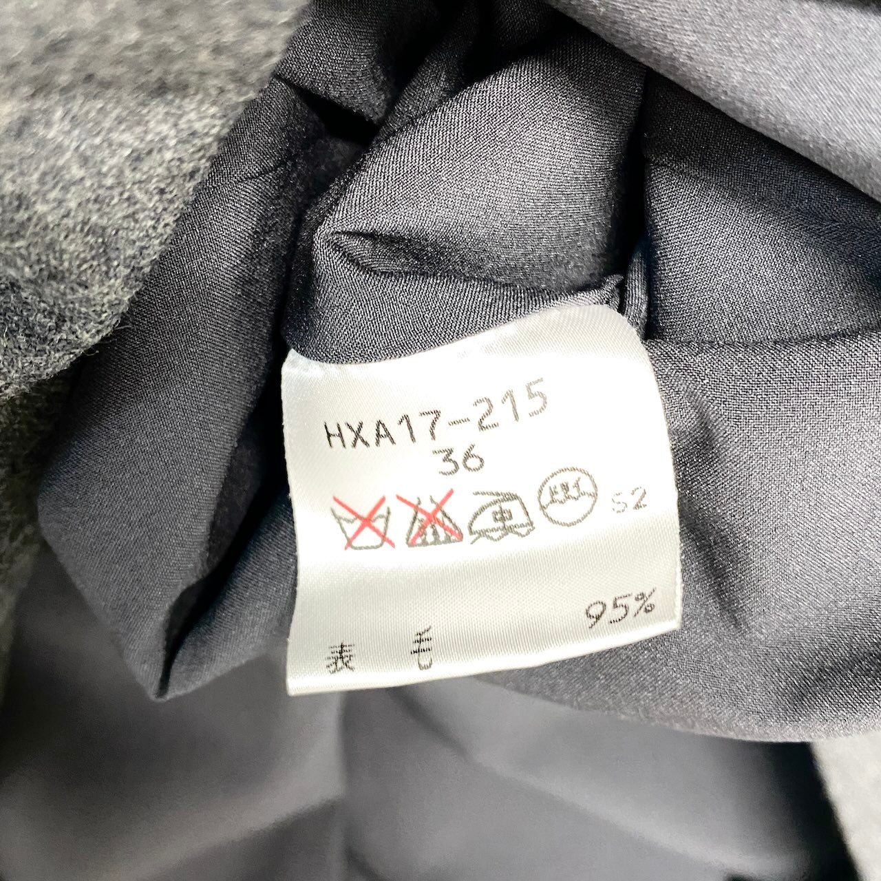 1h16 YVES SAINT LAURENT イヴサンローラン フロントクロス ウールワンピース 膝丈 ロングスリーブ サイズ36 グレー レディースu02t