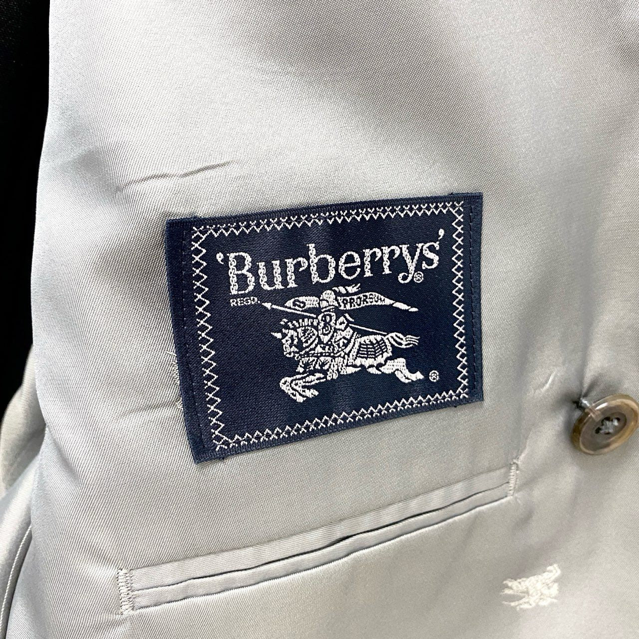 6c20 Burberrys バーバリーズ テーラージャケット ブレザー ダブル ロゴボタン 180A7 ブラック チェック ウール メンズu02t