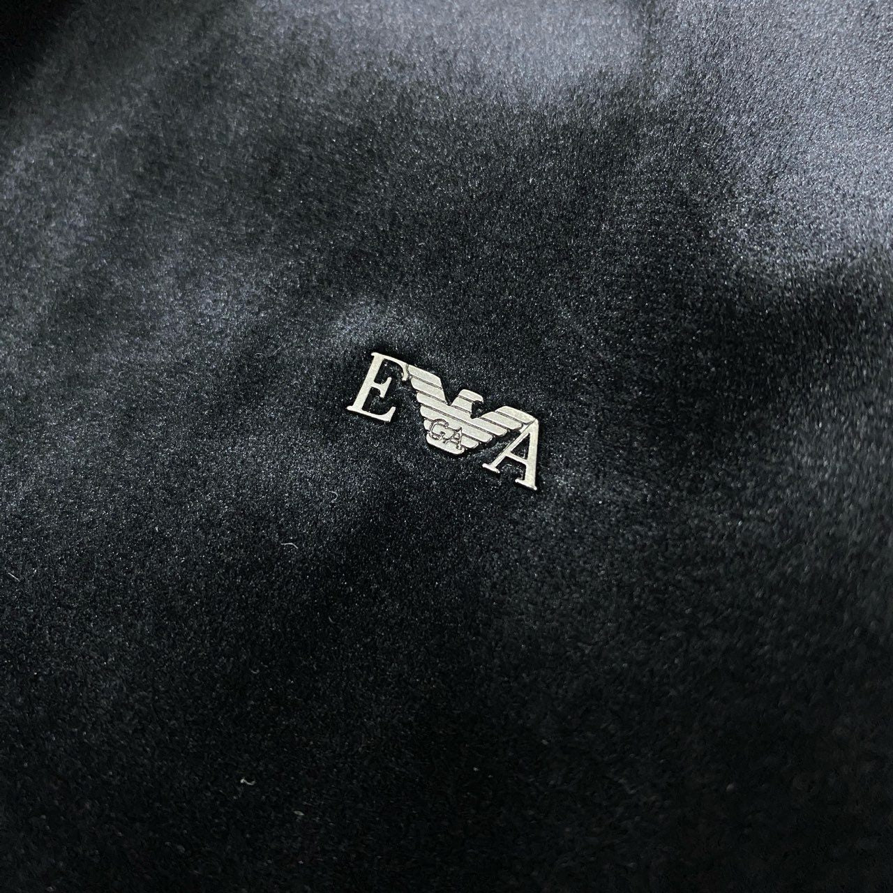 66k11 EMPORIO ARMANI エンポリオアルマーニ ベロア素材 ダブルジップパーカー ベルベットパーカー サイズ44 ブラック メンズ トップスk02i