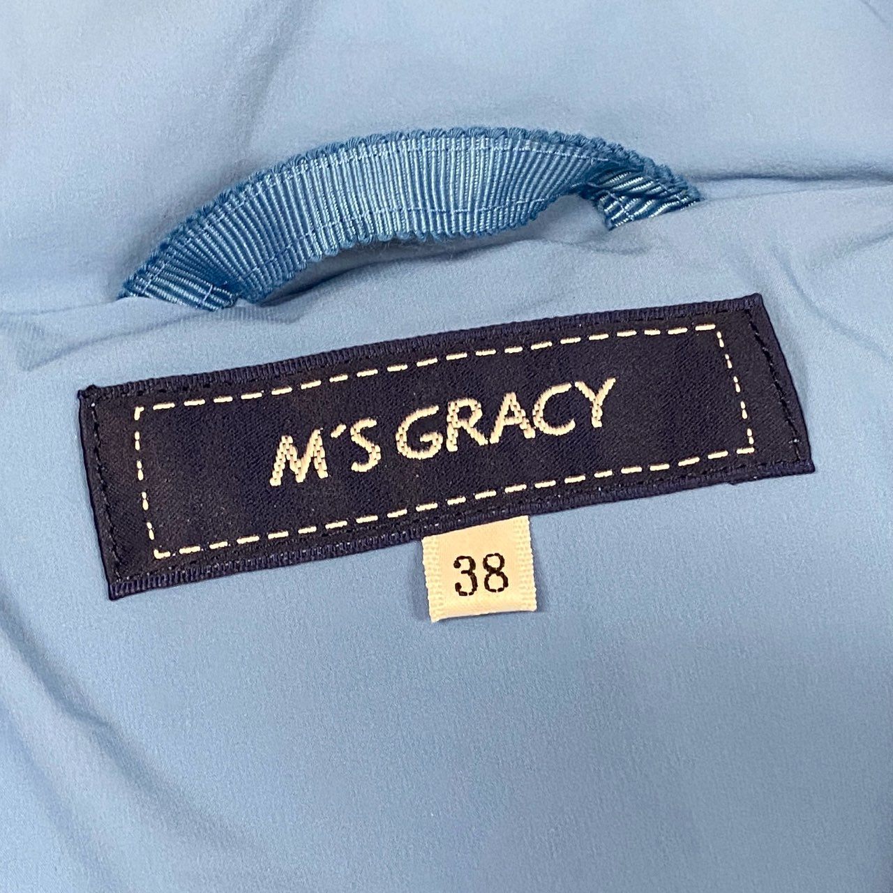 12L15 M‘S GRACY エムズグレイシー ペプラムショートダウンジャケット ショート丈 アウター 38 ブルー レディースk02i