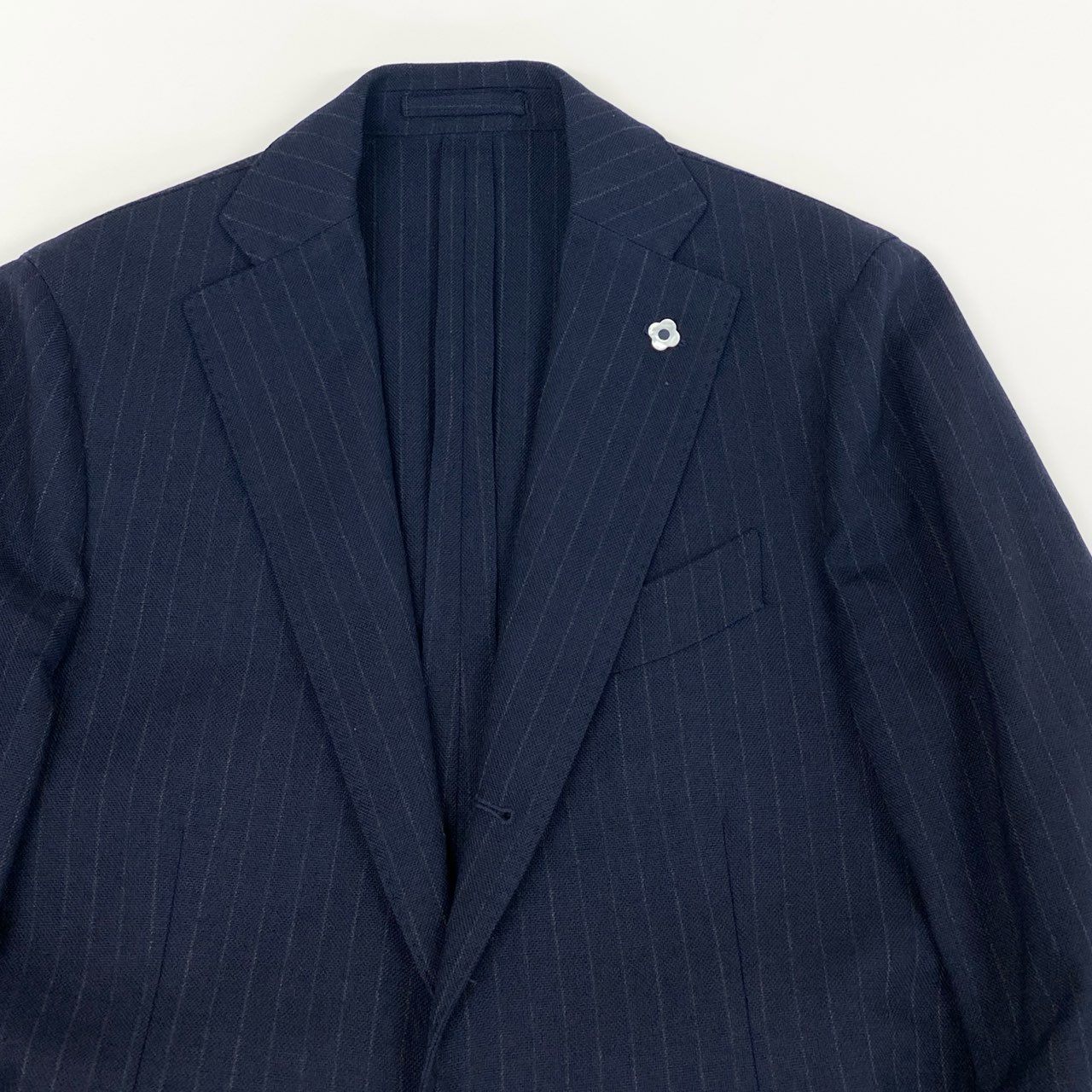 58i11 LARDINI ラルディーニ セットアップスーツ テーラードジャケット ブートニエール付き ストライプ メンズ 男性用 44 ネイビーu02t
