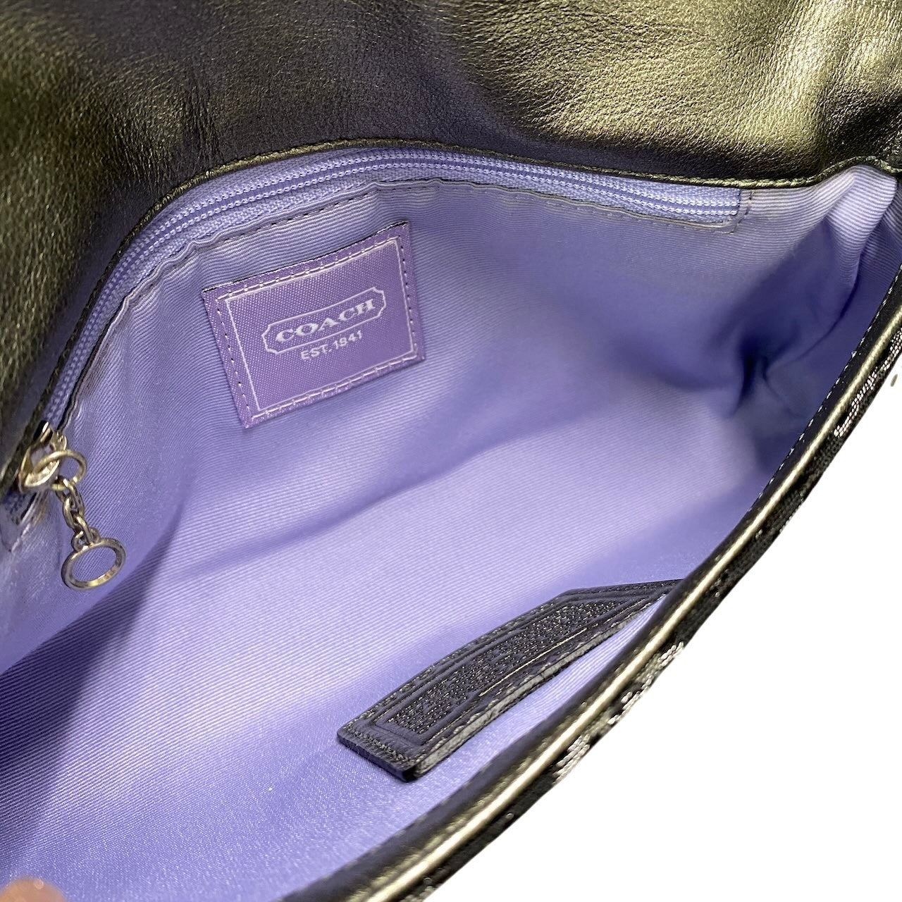 f11 《美品》 COACH コーチ シグネチャー ハンドバッグ ポーチ Signature Hand-pouch G05M / 3595 Black ブラックt18r