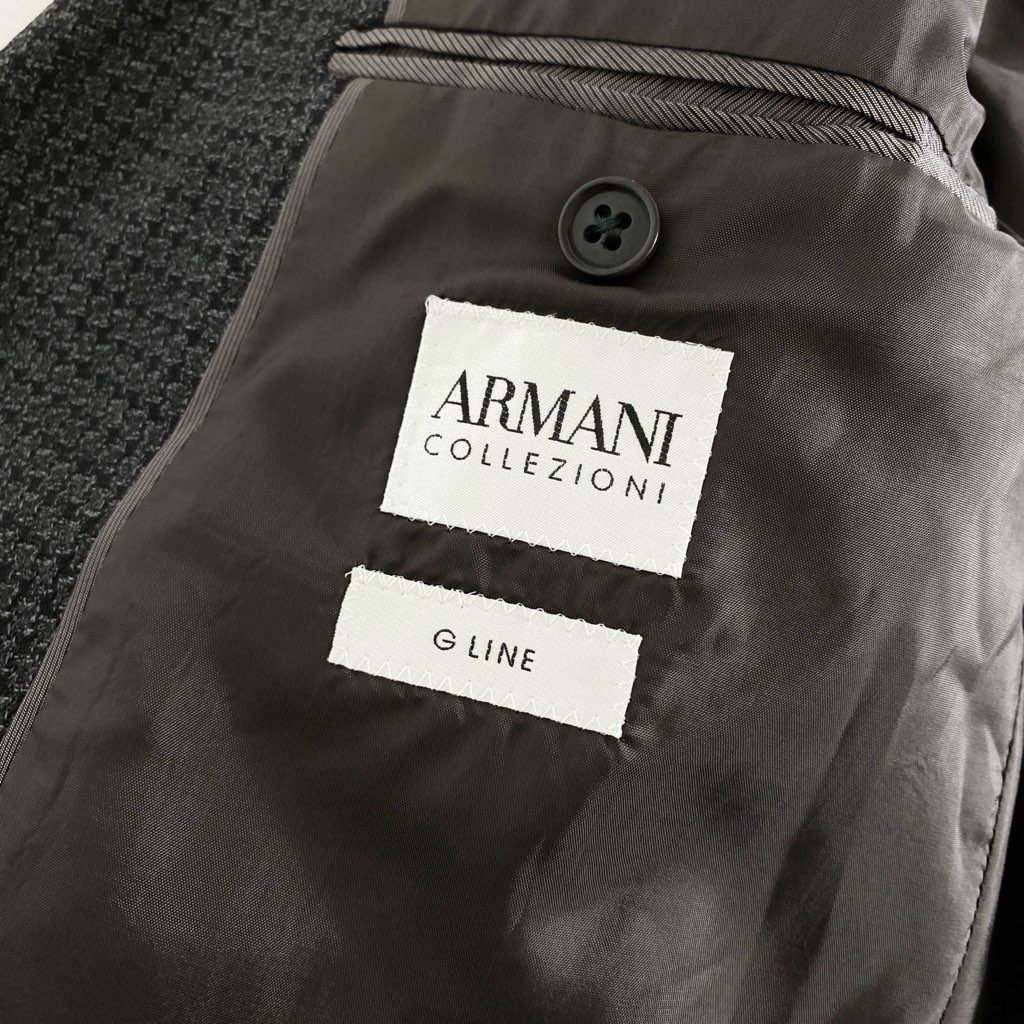 31d27 《新品タグ付き》 ARMANI COLLEZIONI アルマーニコレッツォーニ テーラードジャケット ブレザー 総柄 サイズ52 グレー メンズ 紳士服