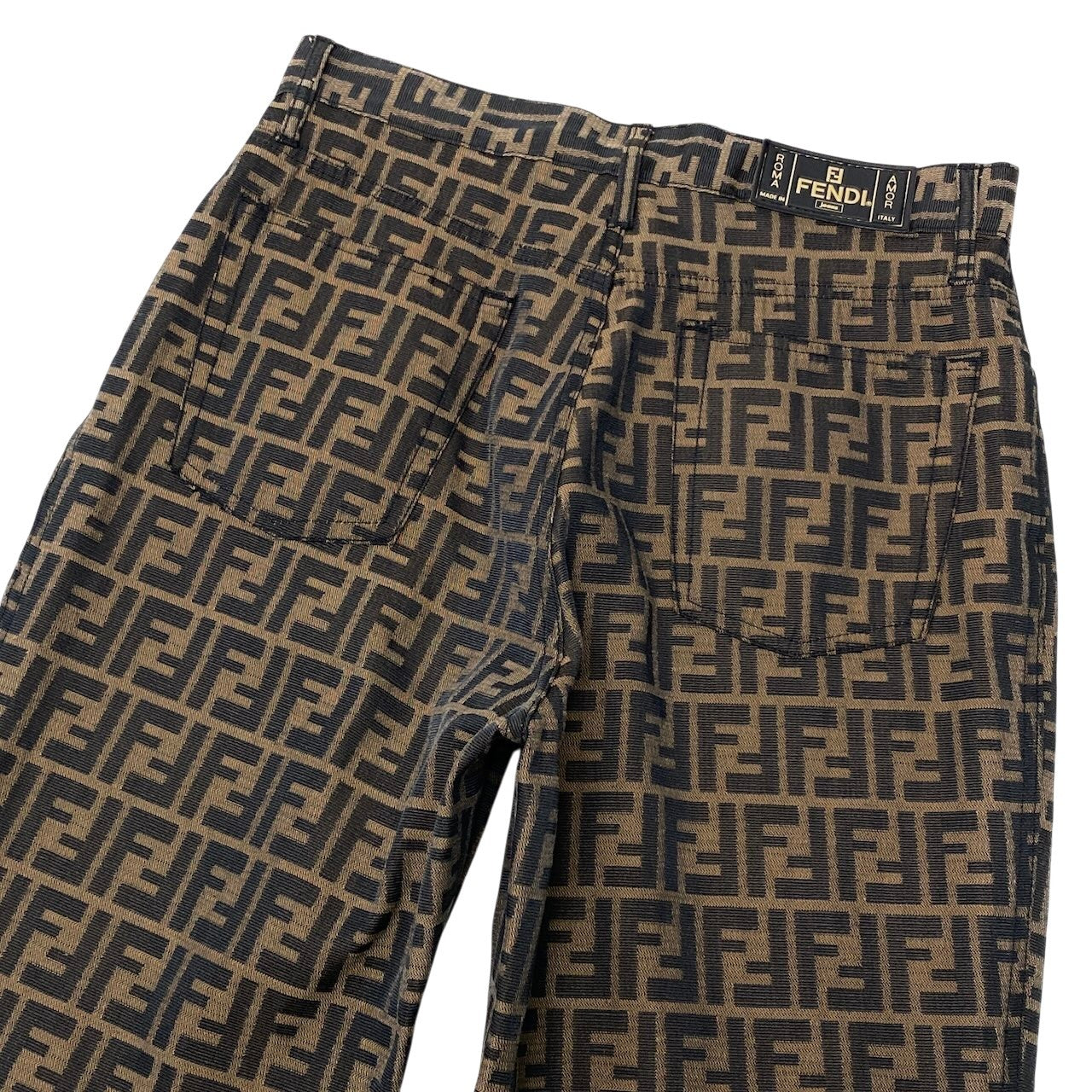 Ig6 FENDI ズッカ柄 スラックスパンツ ボトム イタリア製 W32 ブラウン系 メンズ 男性用u02t
