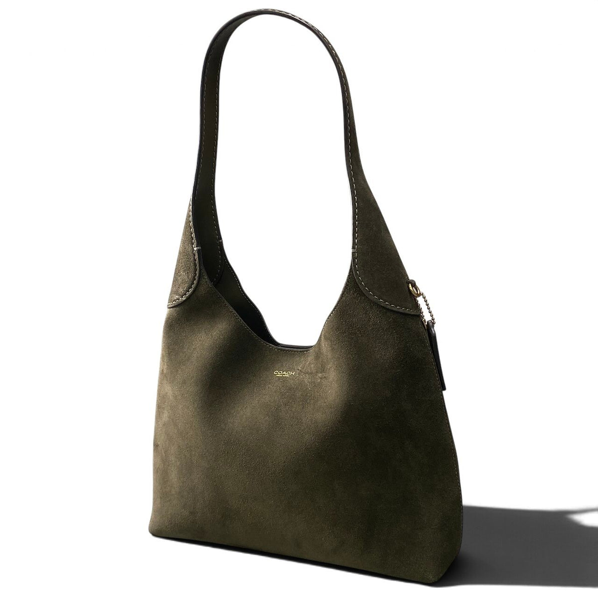 j19 COACH コーチ ブルックリン ホーボー ワンショルダーバッグ Brooklyn Hobo Leather Shoulder Bag CW637 カーキ レザーt18r