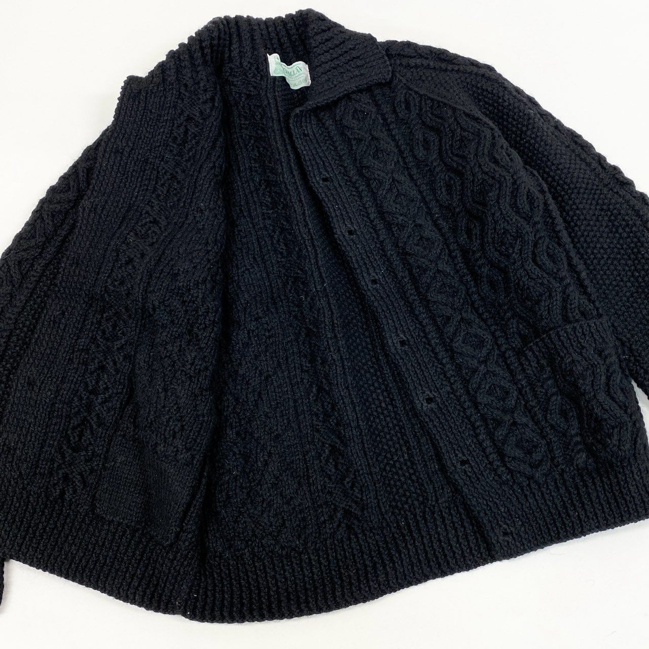 54L5 INVERALLAN インバーアラン スコットランド製 3A ランバーカーディガン ブラック ウール ニットジャケット アメカジt18r