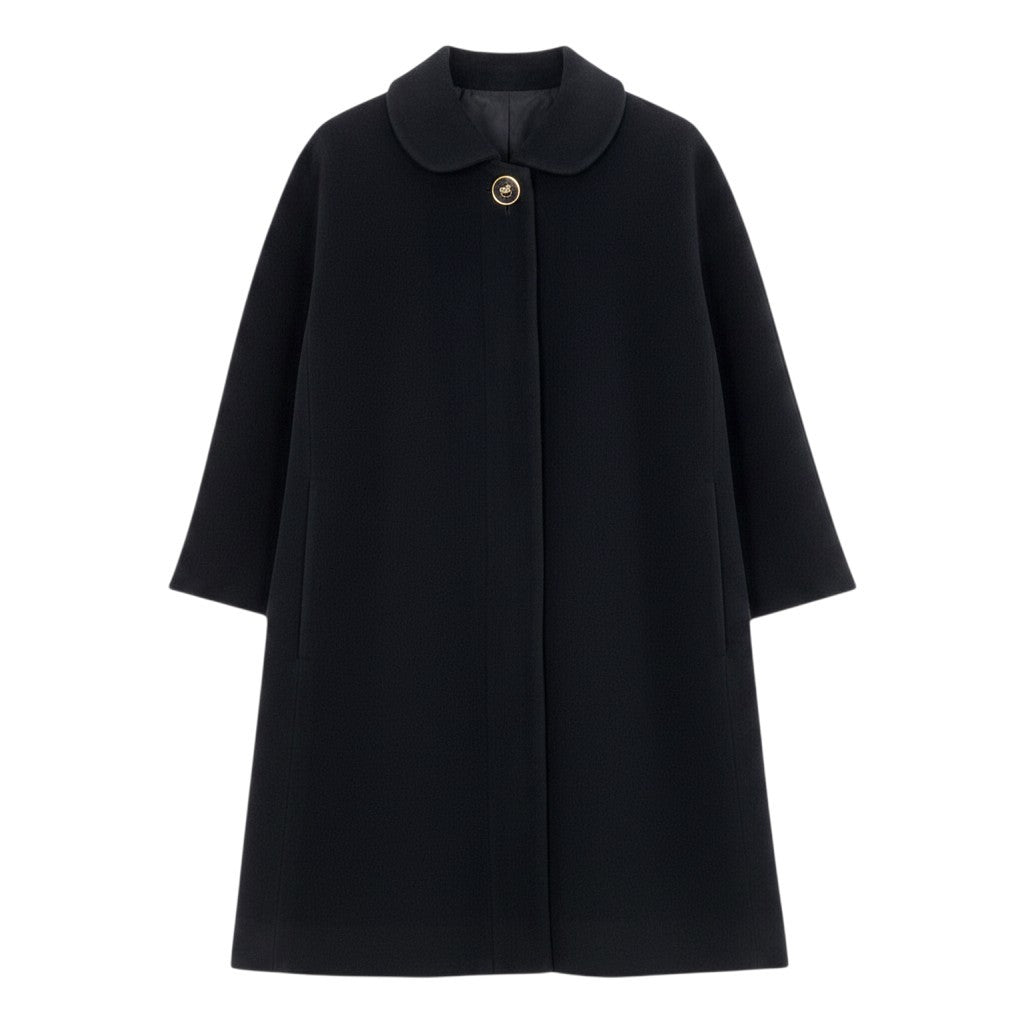 g13 Christian Dior ウールステンカラーコート CDロゴボタン アウター アンゴラ混 9サイズ ブラック ウール100％ レディース 女性用u02t