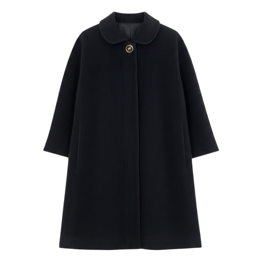 g13 Christian Dior ウールステンカラーコート CDロゴボタン アウター アンゴラ混 9サイズ ブラック ウール100％ レディース 女性用u02t