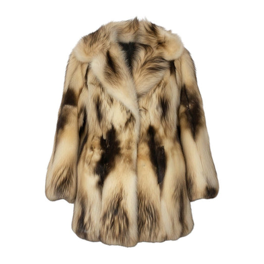 56g14 フィッチファー 毛皮コート セミロングコート リアルファー ポケット有 11 ベージュ系 フィッチ Fur Coatu02t
