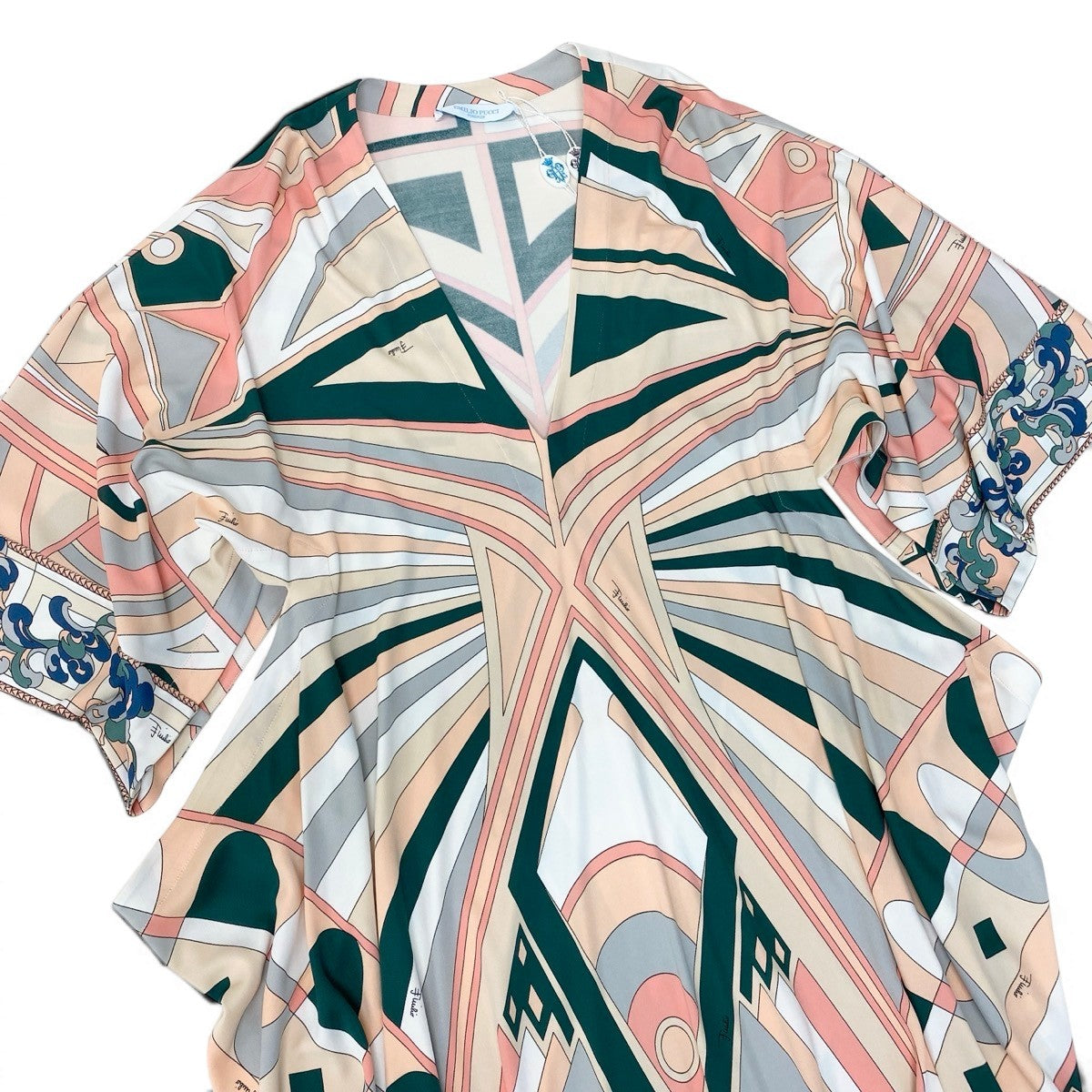 Ig10 【極美品】Emilio Pucci 変形チュニックワンピース 総柄 イタリア製 38サイズ マルチカラー レーヨン100％ レディース 女性用ta1