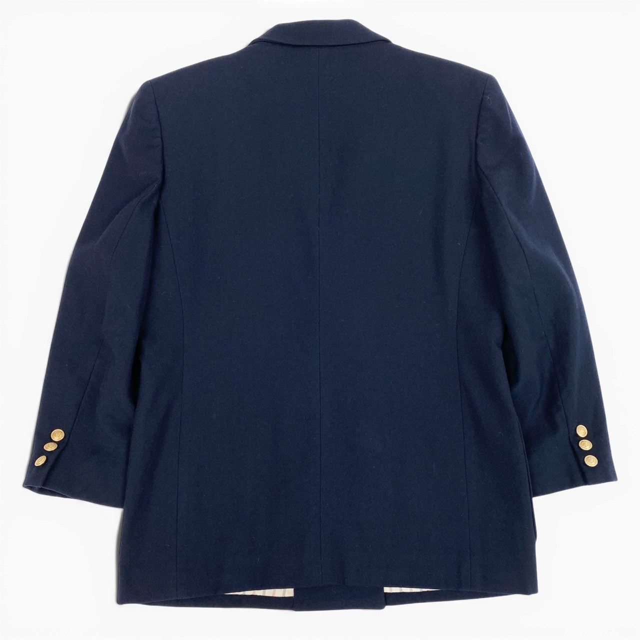 22a23 Burberrys バーバリーズ 紺ブレザー テーラードジャケット ダブルブレスト エンブレム ワッペン 9 ネイビー ウール レディースu02t