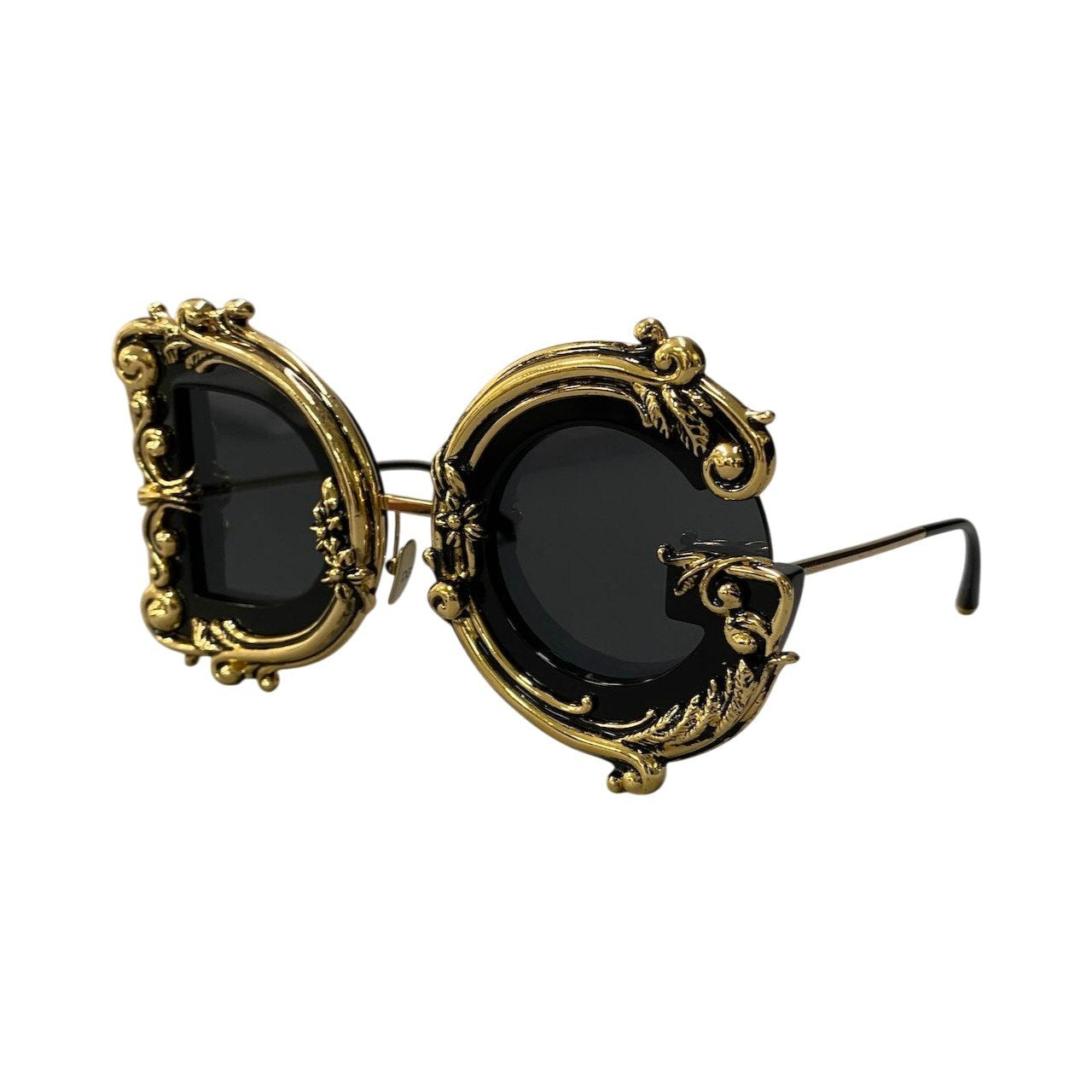 ⅾ2 DOLCE&GABBANA ドルチェ＆ガッバーナ DGロゴ サングラス バロック調 ブラック/ゴールド レディース アイウェアk02i