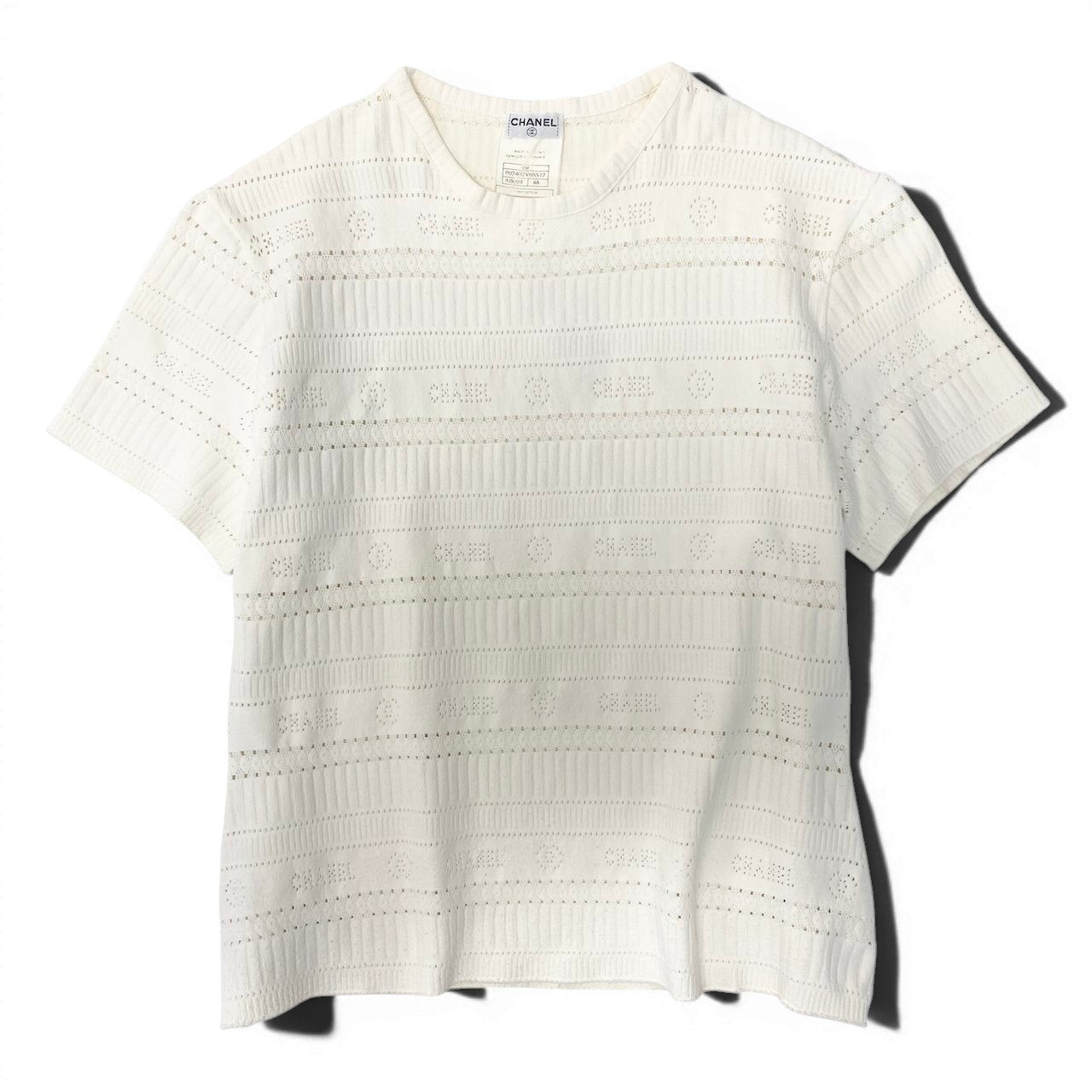 e10 CHANEL 1997年 サマーニット ココマーク 半袖ニット トップス P07402V05517 48サイズ アイボリー レディース 女性用u02t