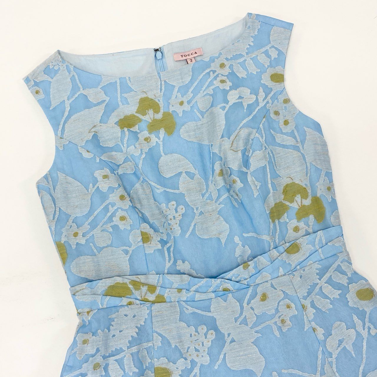 47k5 TOCCA トッカ LAKESHORE ドレス ノースリーブワンピース フラワーモチーフ 花柄 洗える○ レディース 女性用 OPTOHM0540 2 ライトブルーo07t