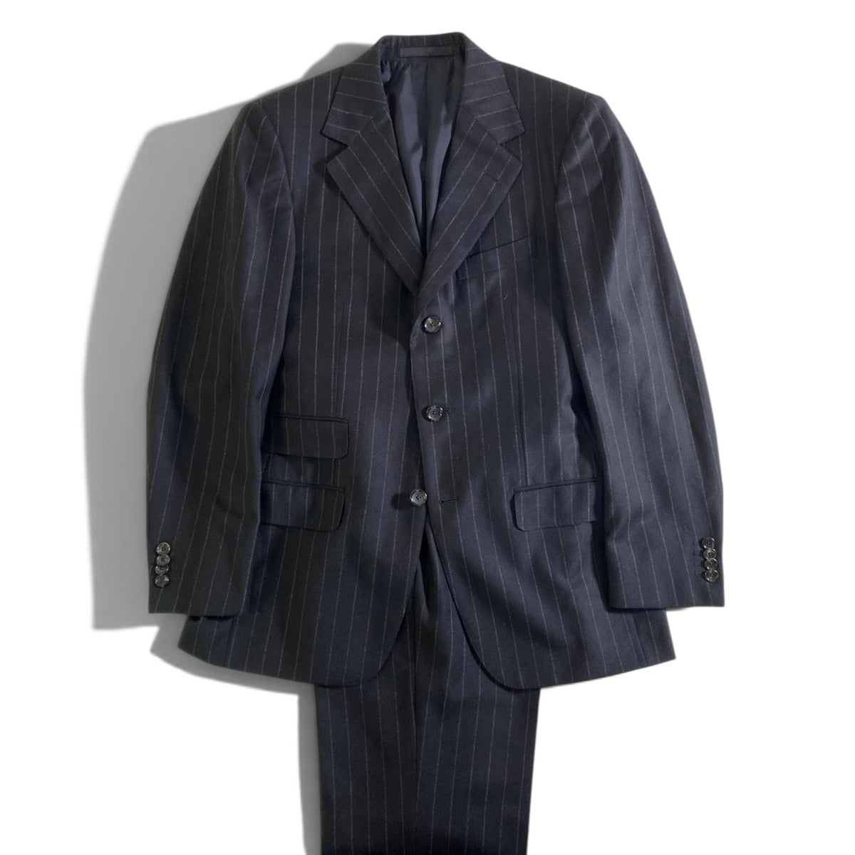 93j23 GUCCI グッチ フリーダ期 セットアップ シングルスーツ 3B ストライプ柄 サイズ46 ブラック ウール100 メンズ 紳士服o07t