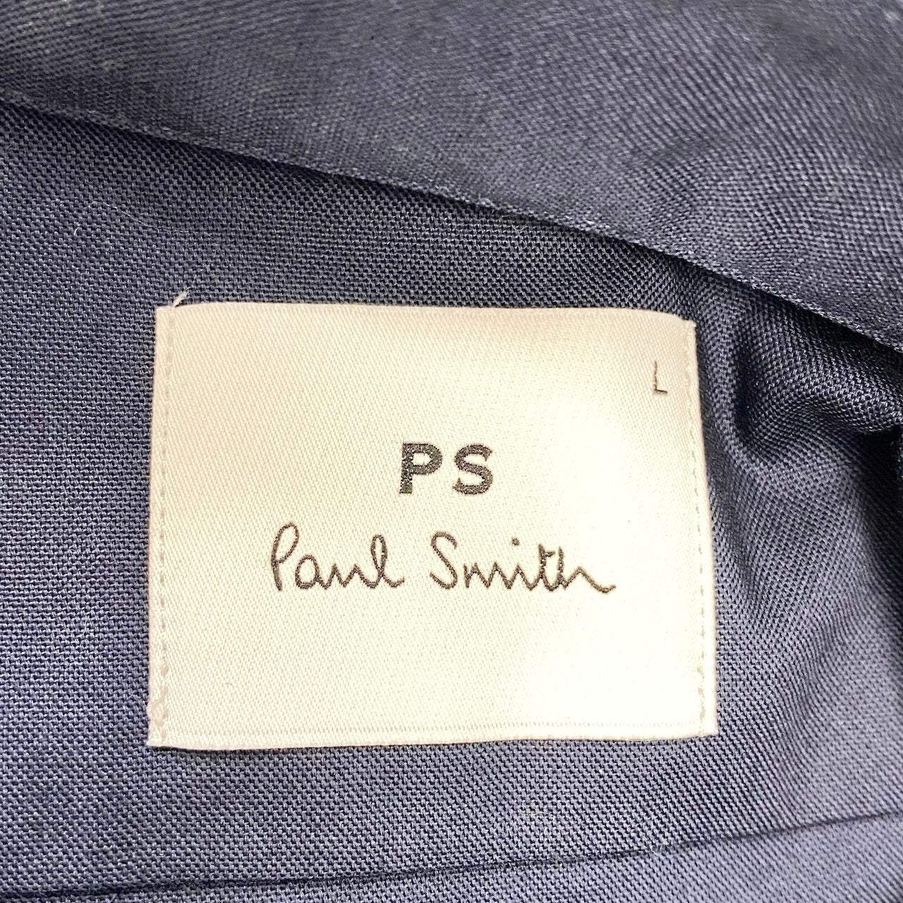 80e14【美品】Paul Smith ポールスミス 半袖シャツ コットンシャツ トップス Lサイズ ネイビー コットン100％ メンズ 男性用u02t