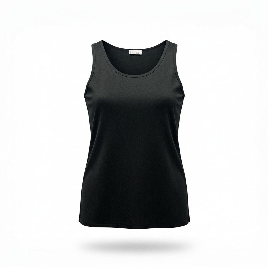 73c13 YvesSaintLaurent イブサンローラン ノースリーブカットソー タンクトップ ラウンドネック フランス製 ブラック レディース 女性用u02t